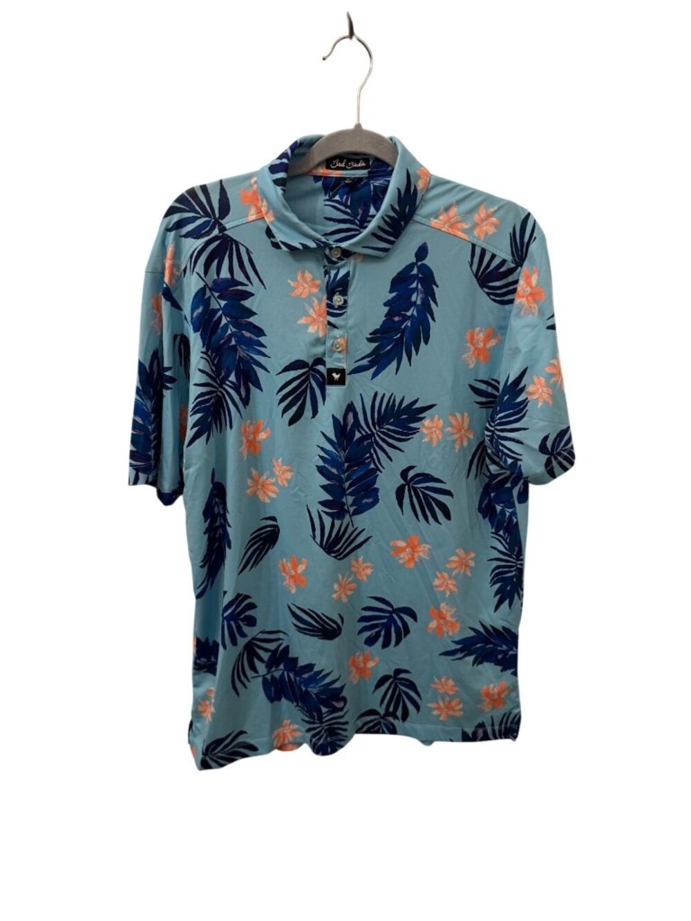 Bad Birdie men's tropical blue polo size large